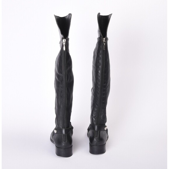 ​Unbranded Black Leather Thigh High Back Zip Boots Size EU 40/US 9 - Picture 2 of 3